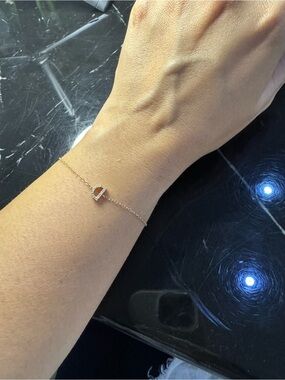 14k Solid Yellow Gold Pave Diamond Initial D Letter bracelet
